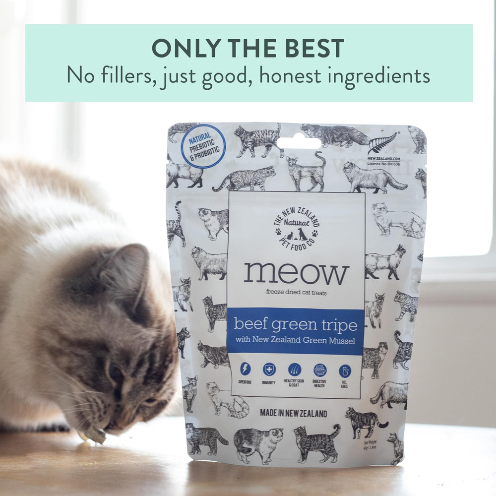 MEOW Digestivo en gatos: desayuno, comida y cena con sabor natural.