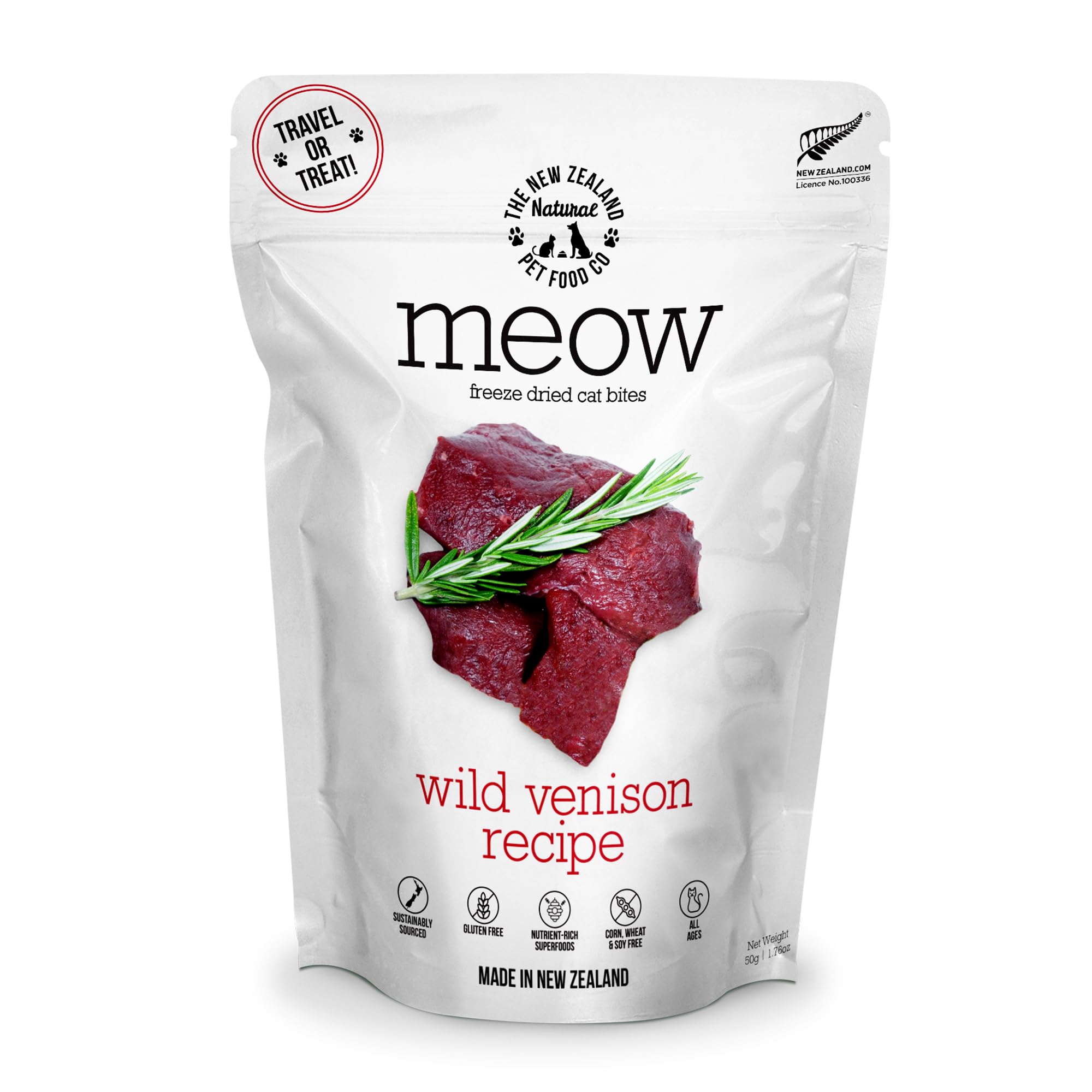 The New Zealand Natural Pet Food Co Meow con venado salvaje, fuente proteica para gatos activos