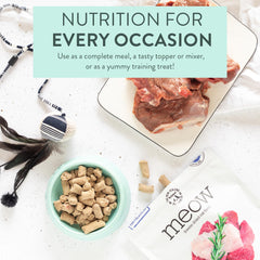 The New Zealand Natural Pet Food Co. Meow ingredientes naturales de NZ para una dieta de calidad.