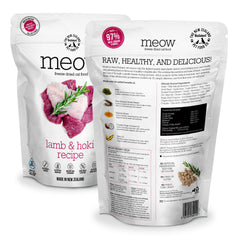 The New Zealand Natural Pet Food Co. Meow liofilizado alto en proteína para gatos activos.