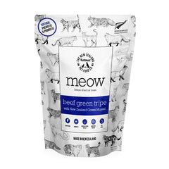MEOW de The New Zealand Natural Pet Food Co, tripa verde de res deshidratada para apoyar la digestión.