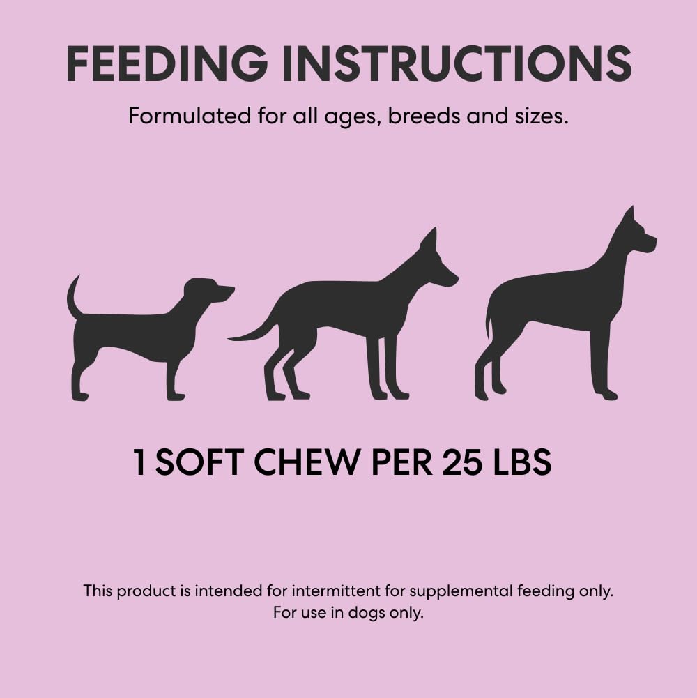 The Pets Table Probiotic Soft Chews presentación y dosis recomendada para uso diario.