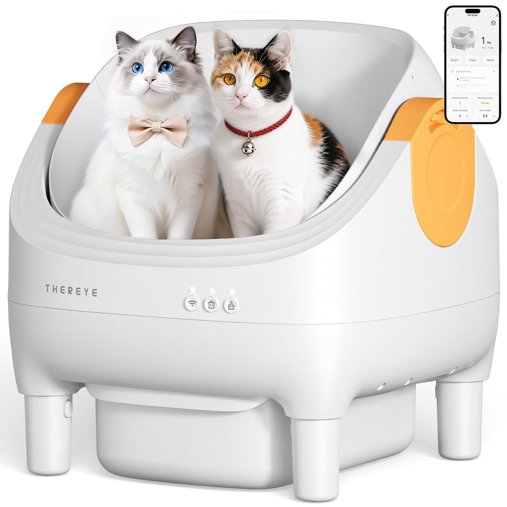 Thereye caja de arena autolimpiante, diseño abierto para gatos