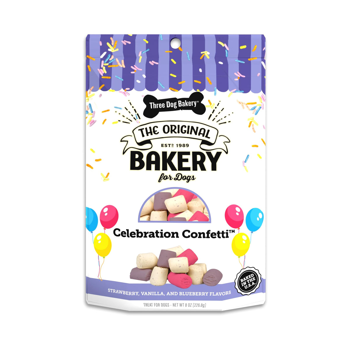 Three Dog Bakery Celebration Confetti: bocaditos coloridos para celebrar con tu perro.