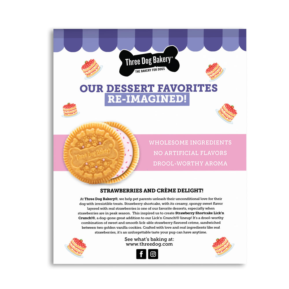 Three Dog Bakery Lick’n Crunch: galletas sándwich crujientes para perros.