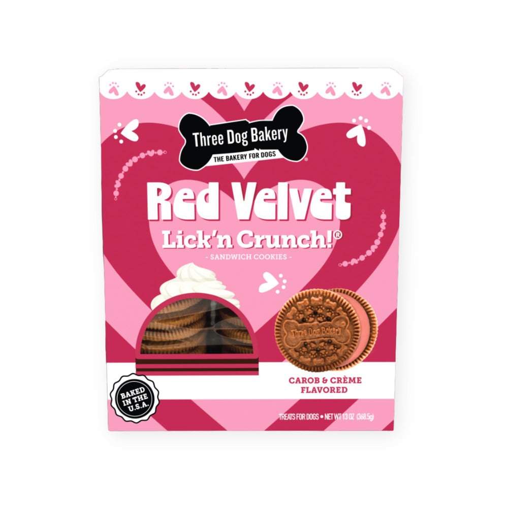 Three Dog Bakery Lick’n Crunch Corazón Rojo: golosina festiva para perros, ideal para momentos de cariño