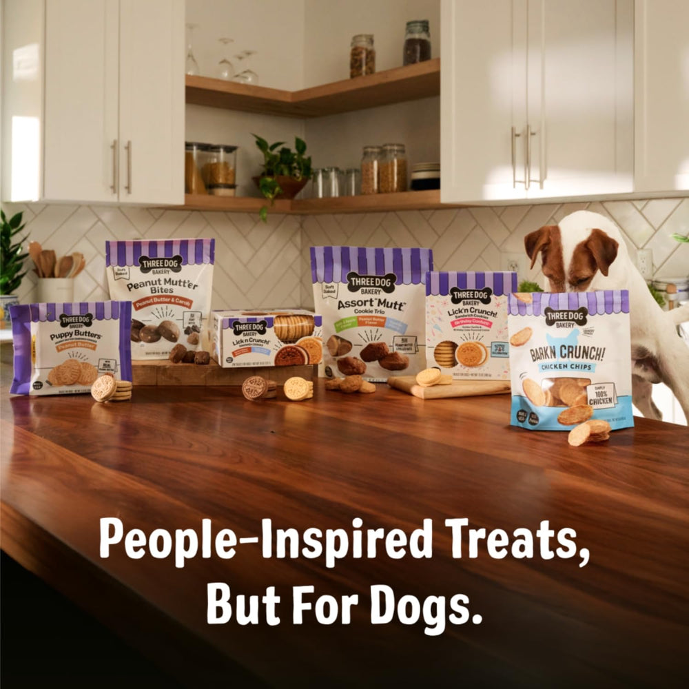 Three Dog Bakery Lick'n Crunch ideal para paseos y juegos con tu perro.