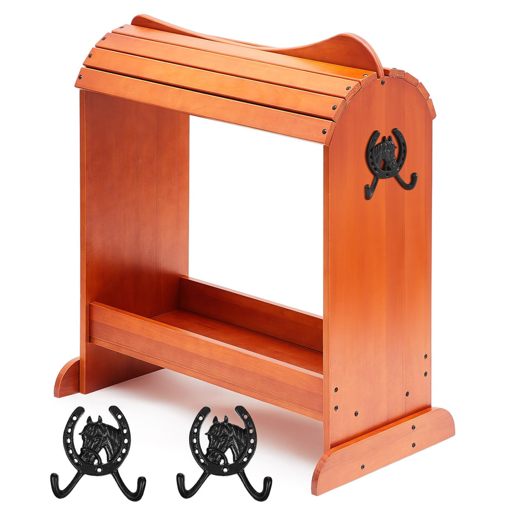 Threehoney soporte para silla de montar de pino, exhibe tu silla con elegancia.