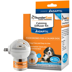 ThunderEase difusor calmante en sala para perros, crea ambiente tranquilo.