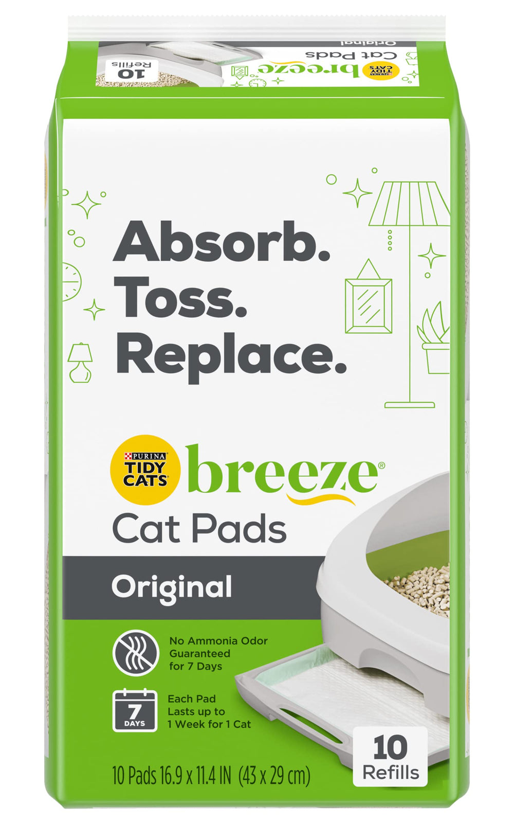Tidy Cats Breeze Original Cat Pads: sistema Breeze instalado para control de olores y comodidad.