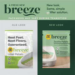 Tidy Cats Breeze pellets sin aroma para control de olores suave.