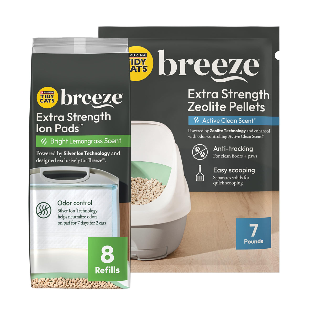 Purina Tidy Cats Breeze pellets de zeolita con aroma suave para control de olores