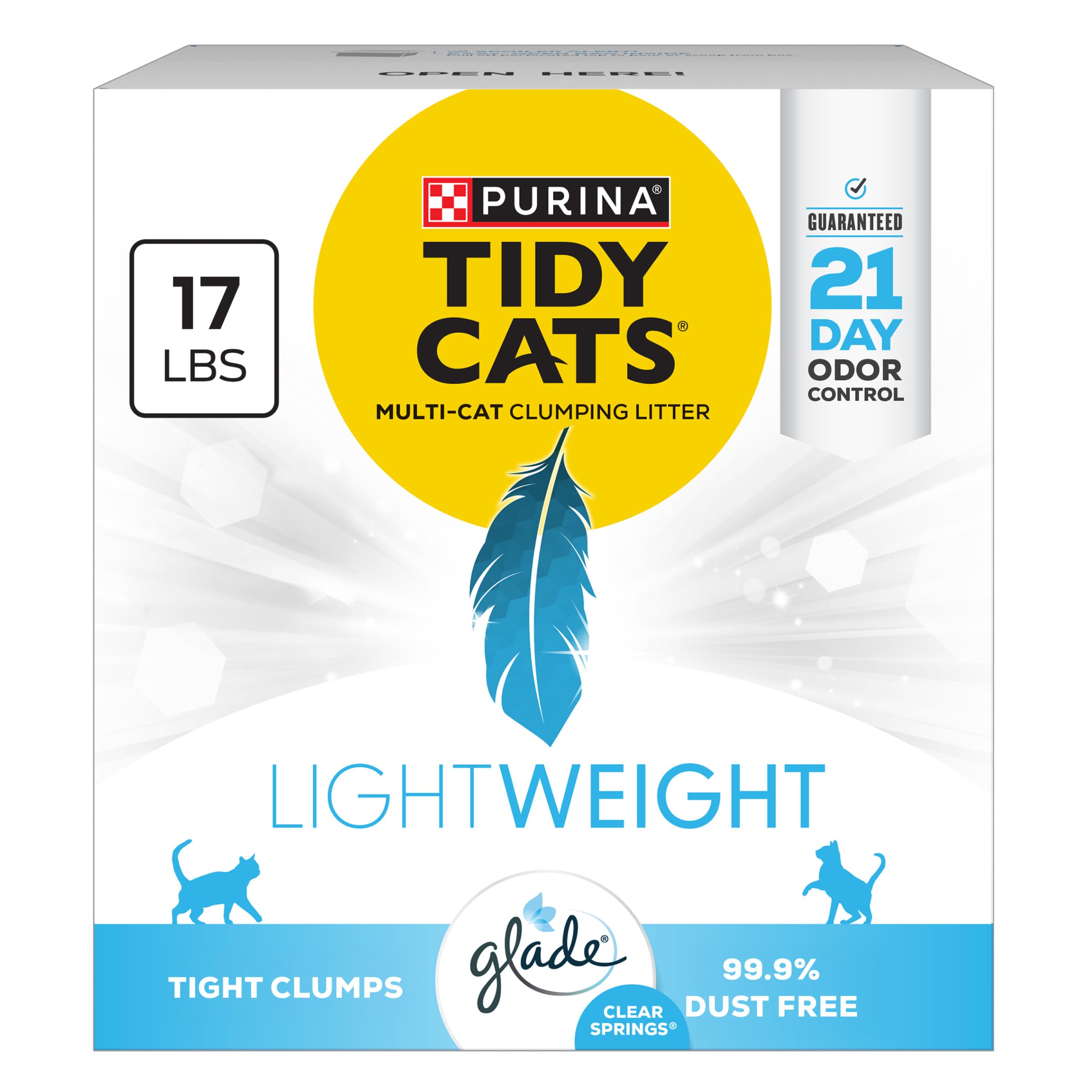 Tidy Cats Ligero en caja de 17 libras, fácil de mover para hogares con varios gatos.