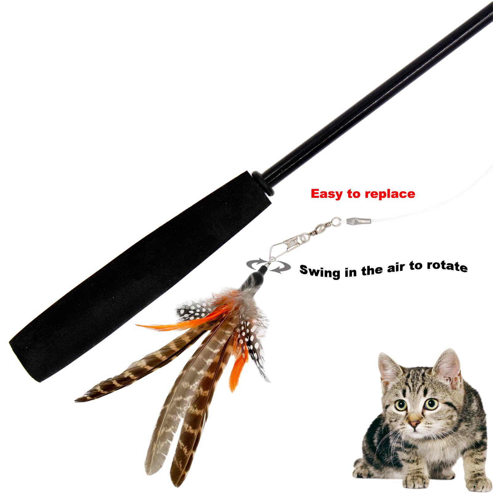 TIENAILING juego interactivo con plumas para gato, anima a perseguir y ejercitarse