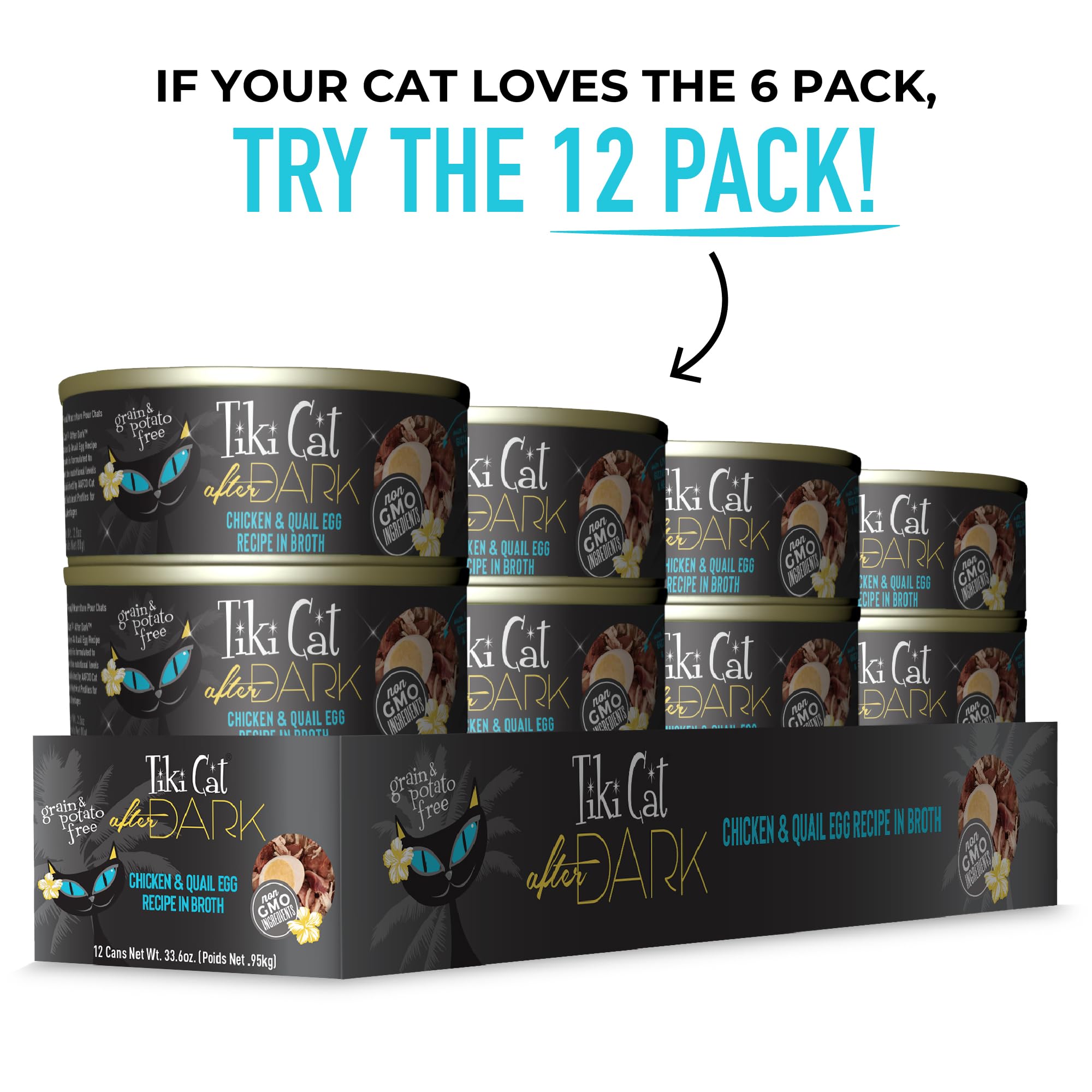 Tiki Cat After Dark con ingredientes no OGMs para una opción más transparente.