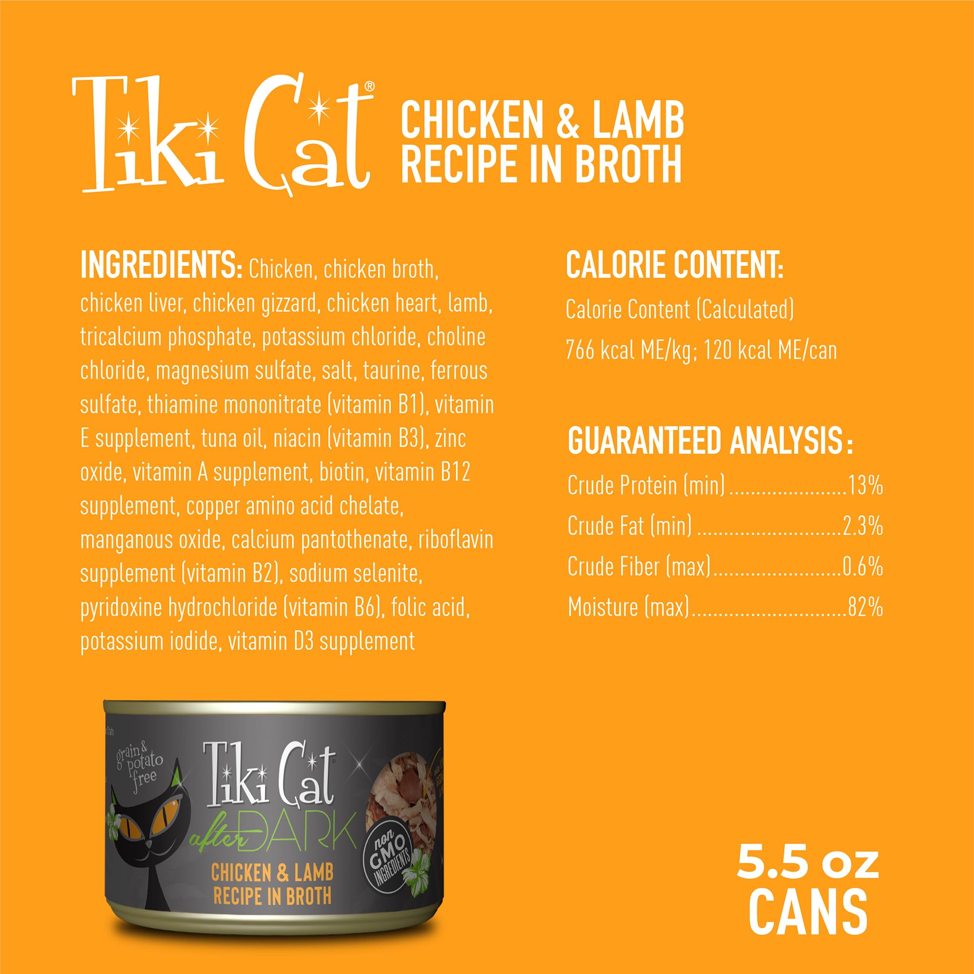 Tiki Cat After Dark: proteína de calidad con hígado y corazón para gusto carnivoro.