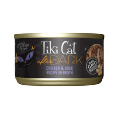 Tiki Cat After Dark: lata de pollo y pato, proteína alta para felinos activos.
