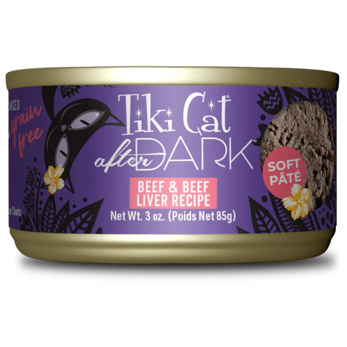 Tiki Cat After Dark Pate en lata de 3 oz, textura suave para gatos adultos