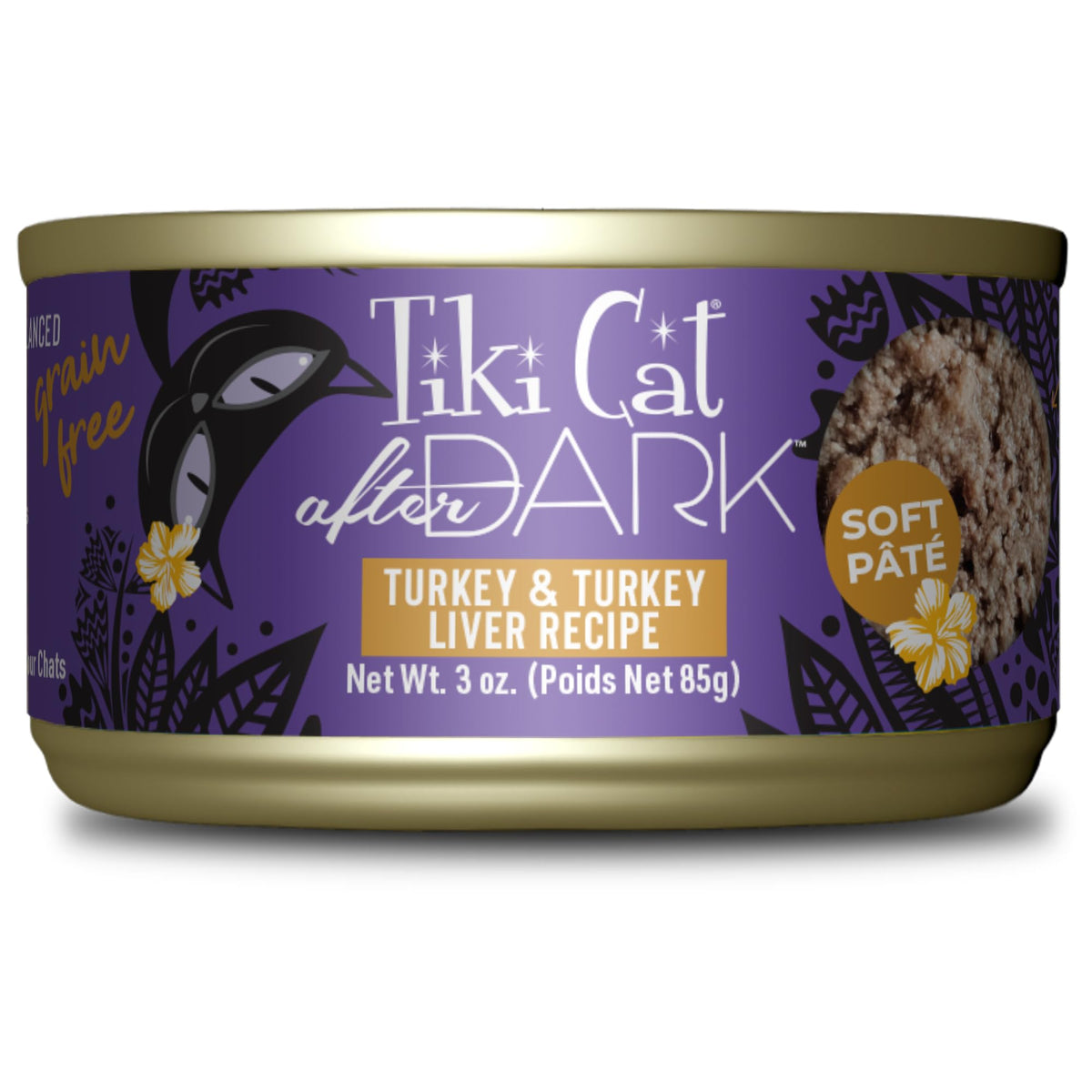 Tiki Cat After Dark Pate con pavo y hígado, proteína de alta calidad para gatos adultos.