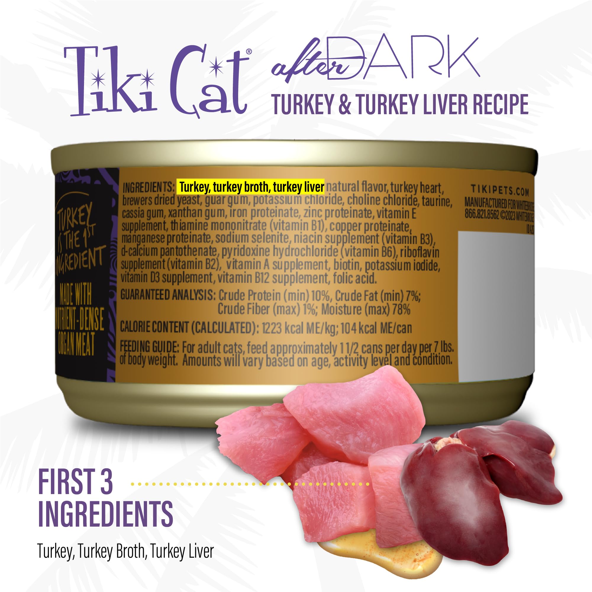 Tiki Cat After Dark Pate sin granos, opción limpia para dietas sin granos.