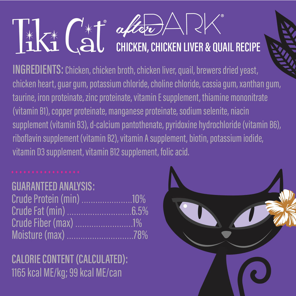 Tiki Cat After Dark Pate sin granos, opción libre de granos para la dieta.