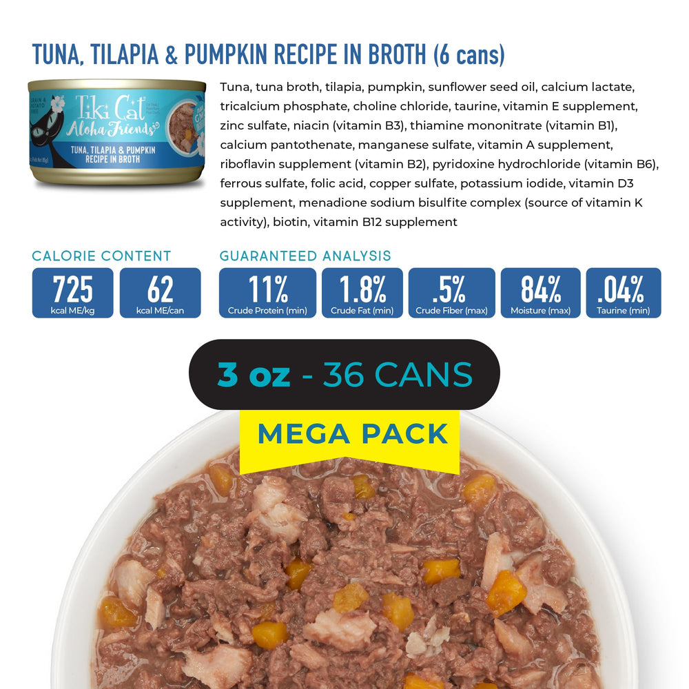 Tiki Cat Aloha Friends: ingredientes no modificados genéticamente para calidad.