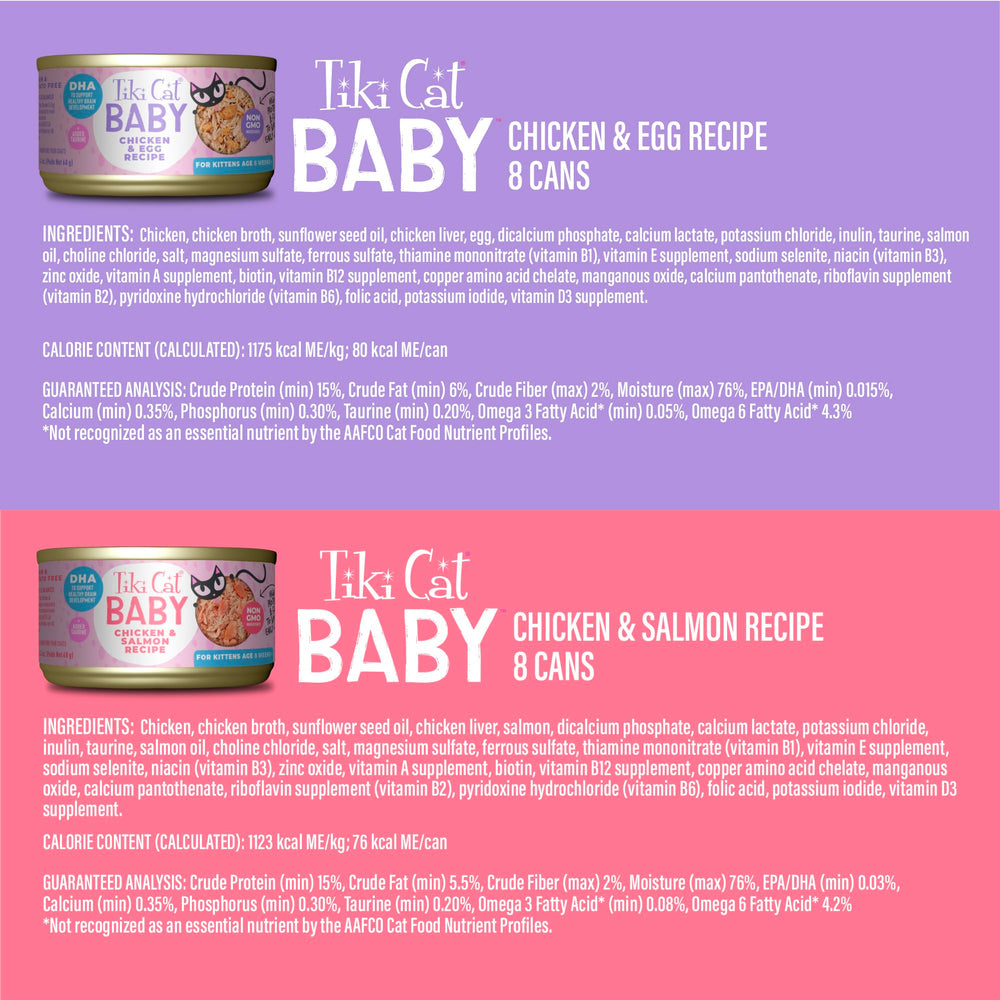 Aroma apetitoso de Tiki Cat Baby Favorites para invitar a comer.