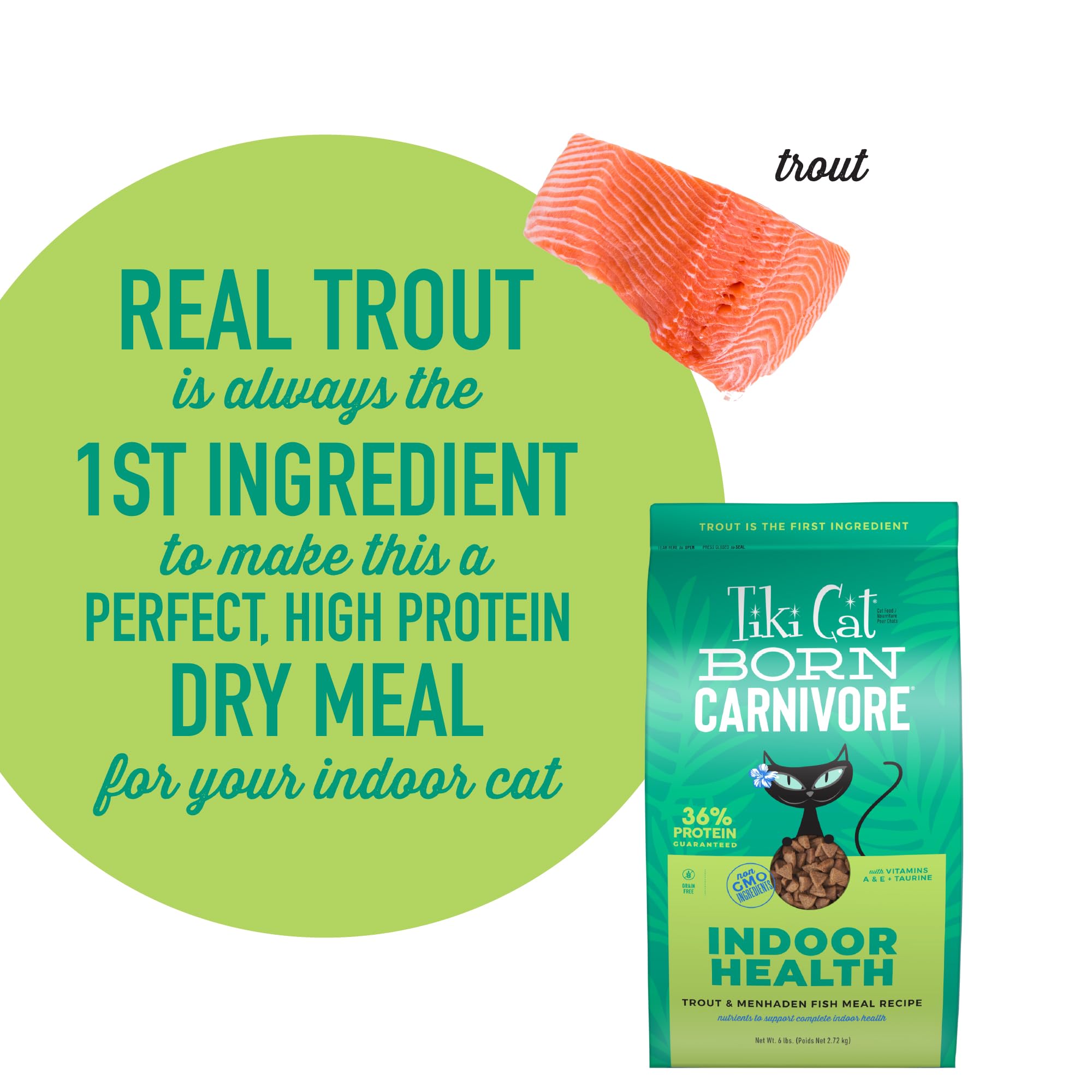 Tiki Cat Born Carnivore Indoor Health: proteína animal real en la receta principal