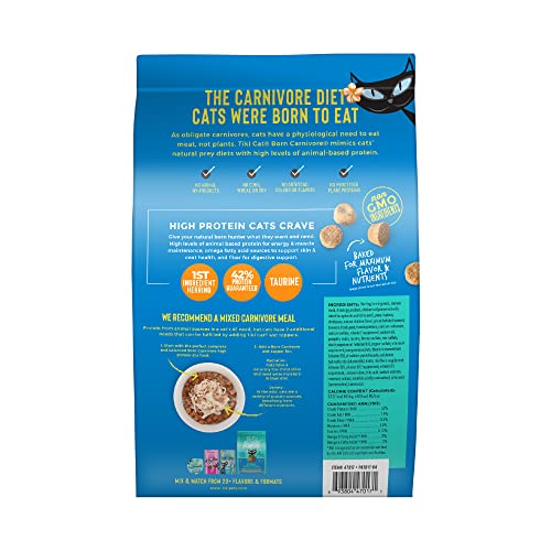 Tiki Cat Born Carnivore ingredientes naturales para felinos exigentes.