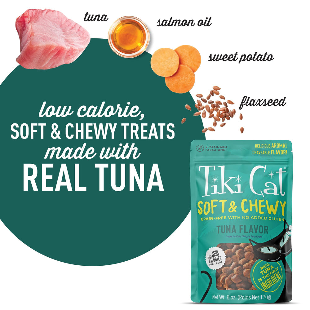 Tiki Cat Soft & Chewy, envase de 6 oz, conveniencia diaria.