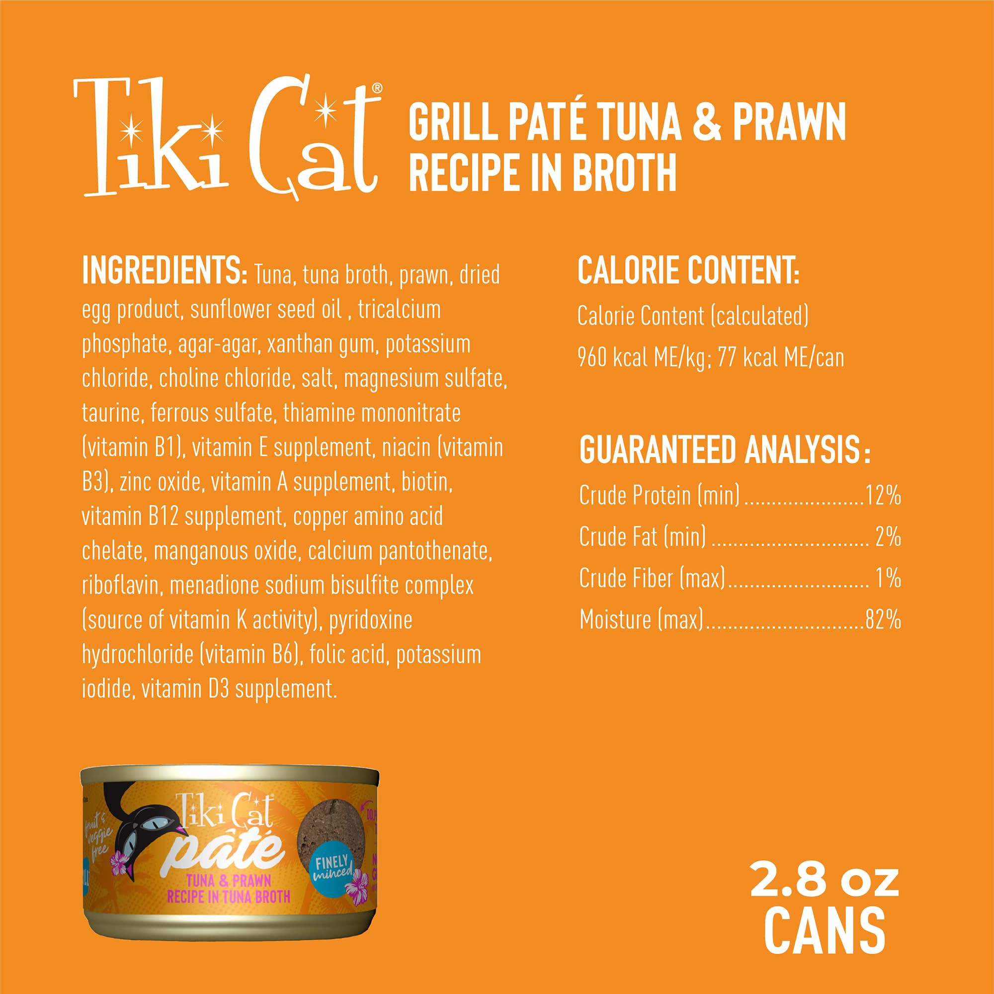 Tiki Cat Grill Pâté alta proteína, apoya una dieta carnivora para gatos activos.