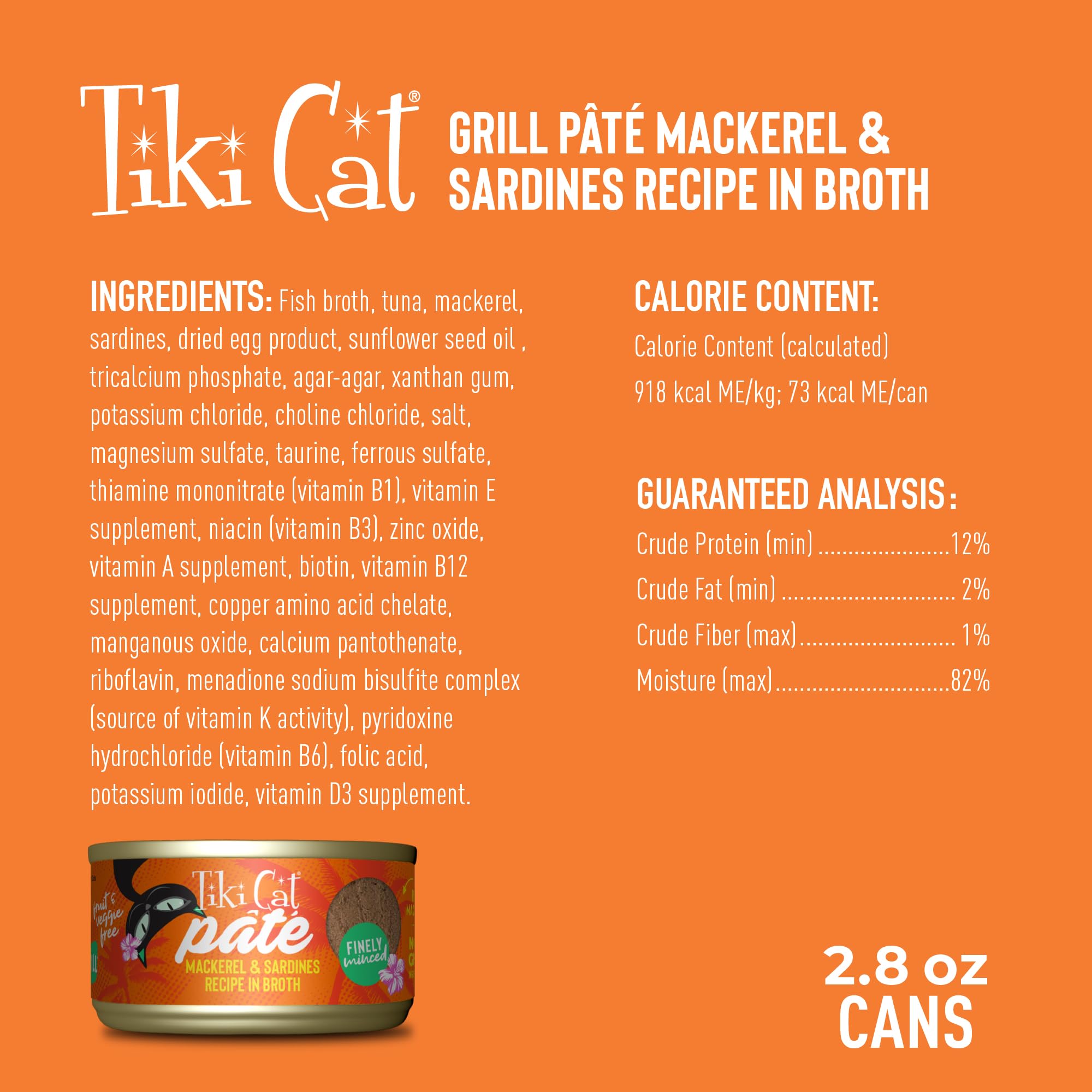 Tiki Cat Grill Pate Sardina y Caballa servido en tazón para gato.
