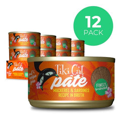 Tiki Cat Grill Pâté sardinas y caldo dulce, textura jugosa para paladares sensibles.