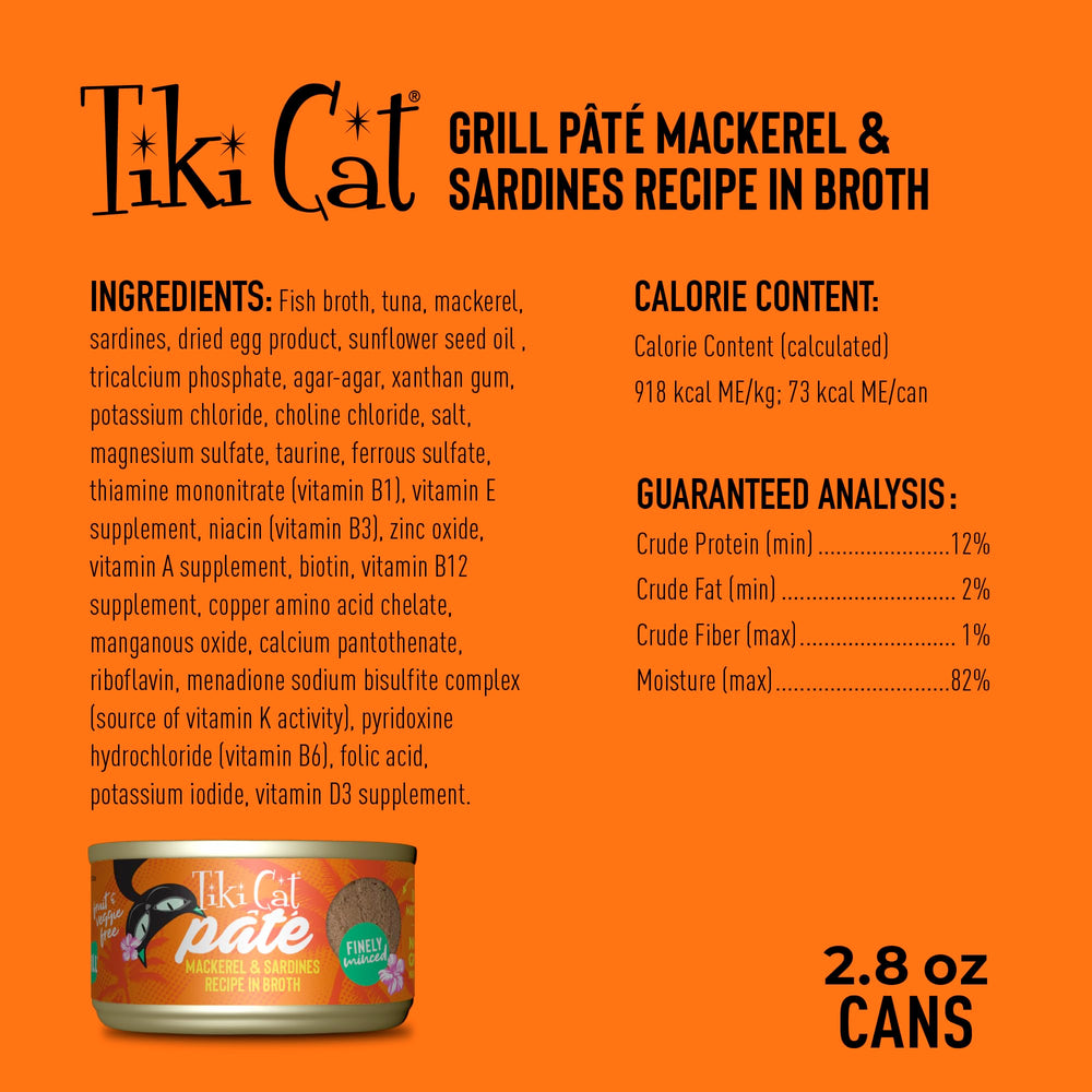 Tiki Cat Grill Pâté textura suave, atractiva para gatos selectos.