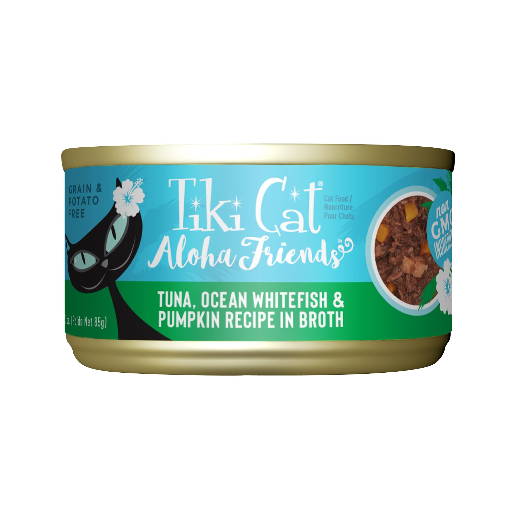 Tiki Cat Aloha Friends con atún, sabor intenso y proteína alta.
