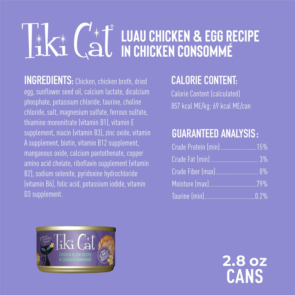 Tiki Cat Luau atún en caldo, proteína marina para todas las edades.