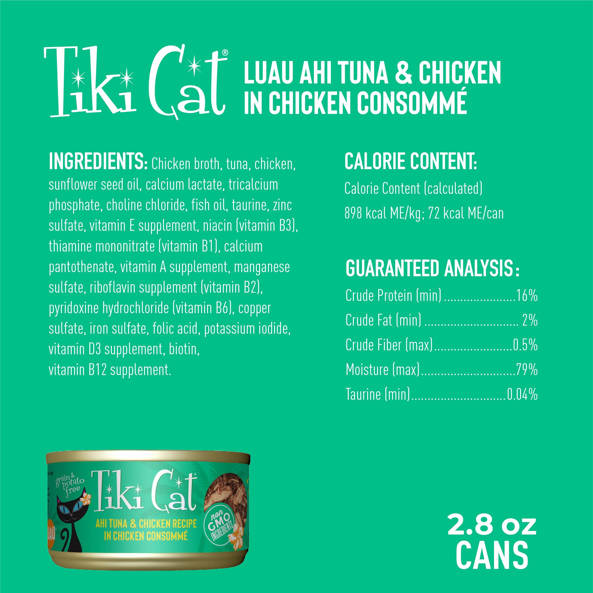 Tiki Cat Luau ingredientes reales para piel y pelaje.