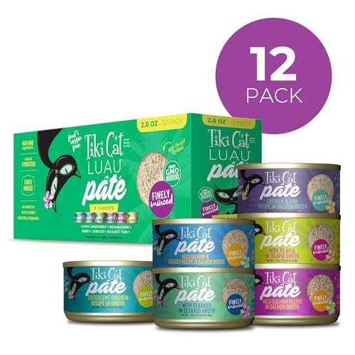 Tiki Cat Luau Pâté, lata de lubina, textura suave que facilita el consumo diario