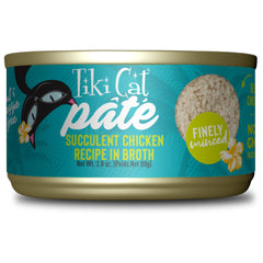 Tiki Cat Luau Pâté con pollo real en caldo, ideal para la hidratación diaria.