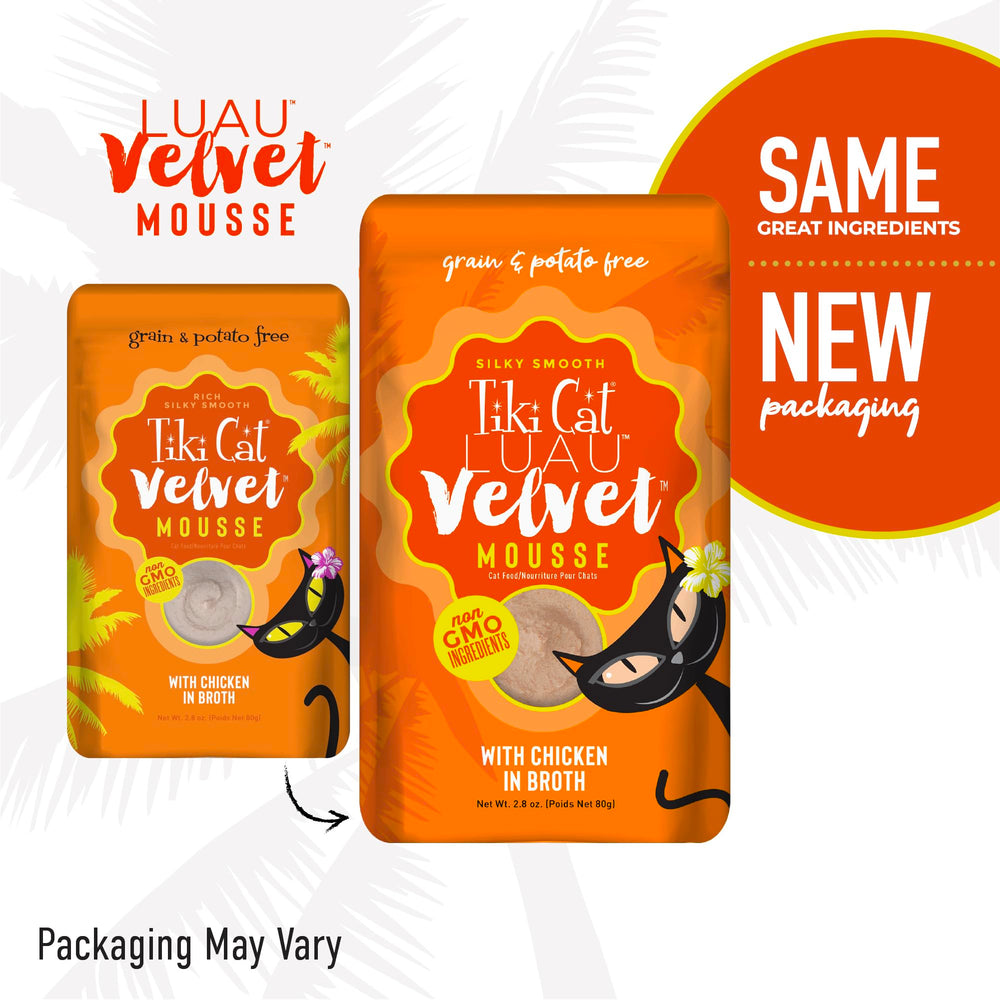 Tiki Cat Luau Velvet Mousse, alto contenido de humedad para hidratación natural.