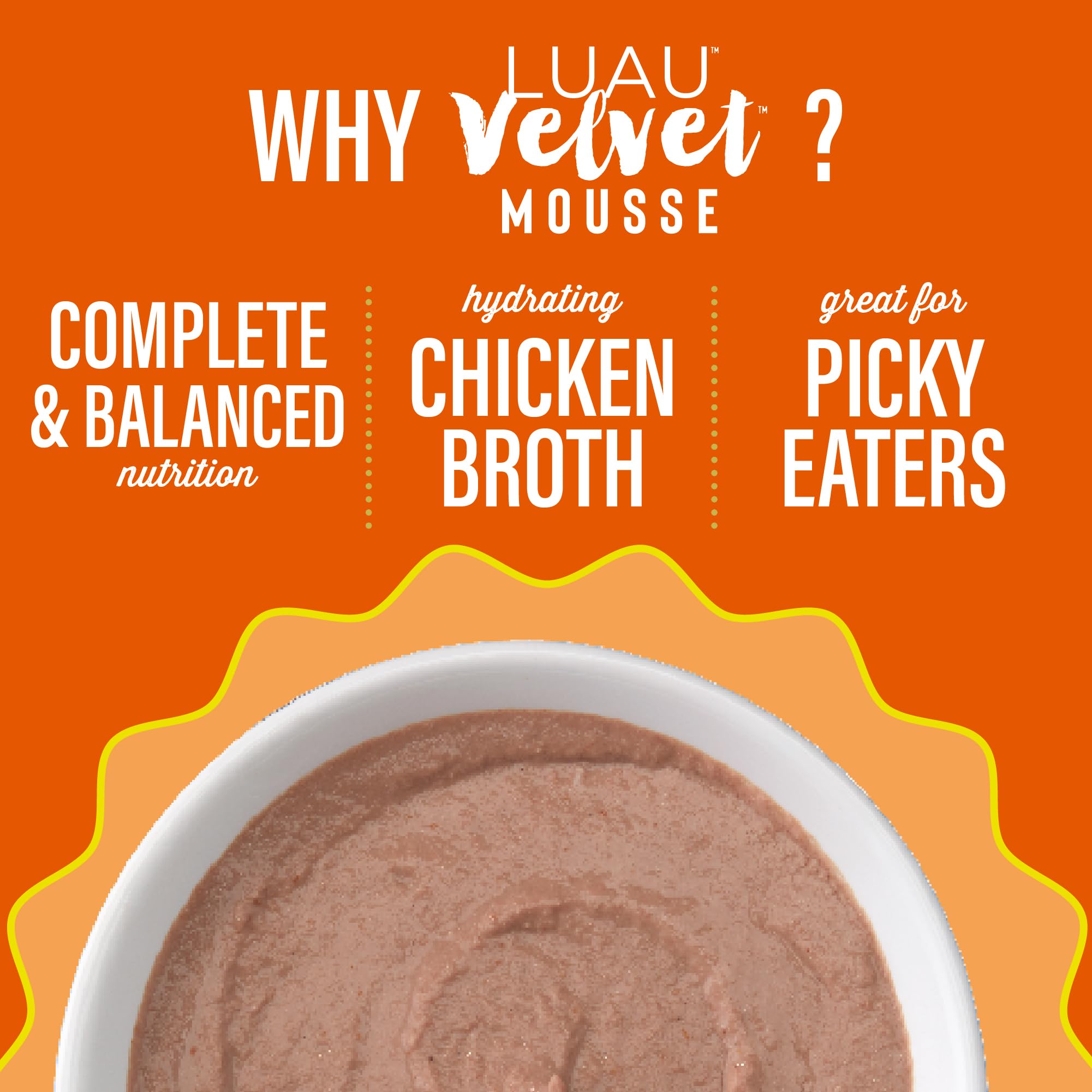 Tiki Cat Luau Velvet Mousse, libre de granos para felinos sensibles.