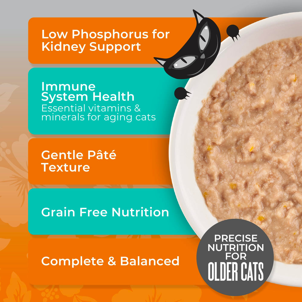 Tiki Cat Silver Pate: gato mayor con pelaje saludable gracias a la nutrición.