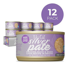 Tiki Cat Silver Pate: pollo y pato, proteína de calidad para dieta diaria.