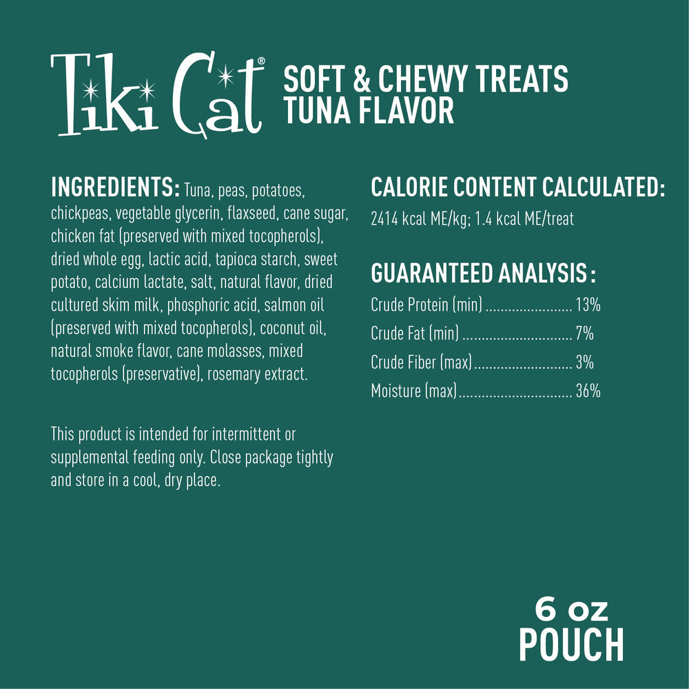 Tiki Cat Soft & Chewy, sin granos ni gluten, opción digestiva suave.