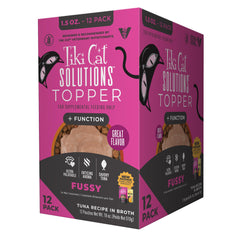 Tiki Cat Solutions Topper Fussy con atún en caldo, perfecto para humedecer comida seca.