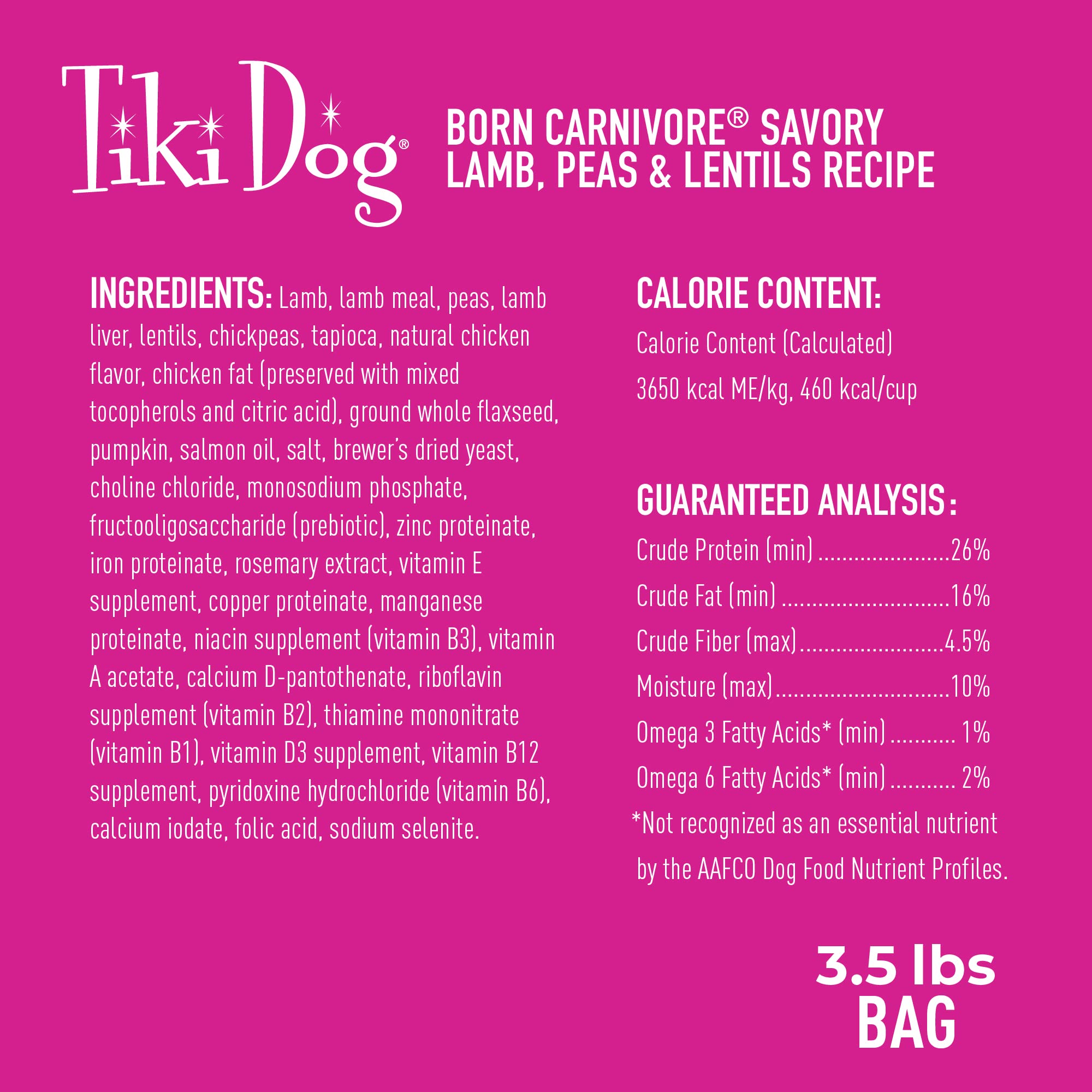 Tiki Dog Born Carnivore libre de granos, croquetas de cordero