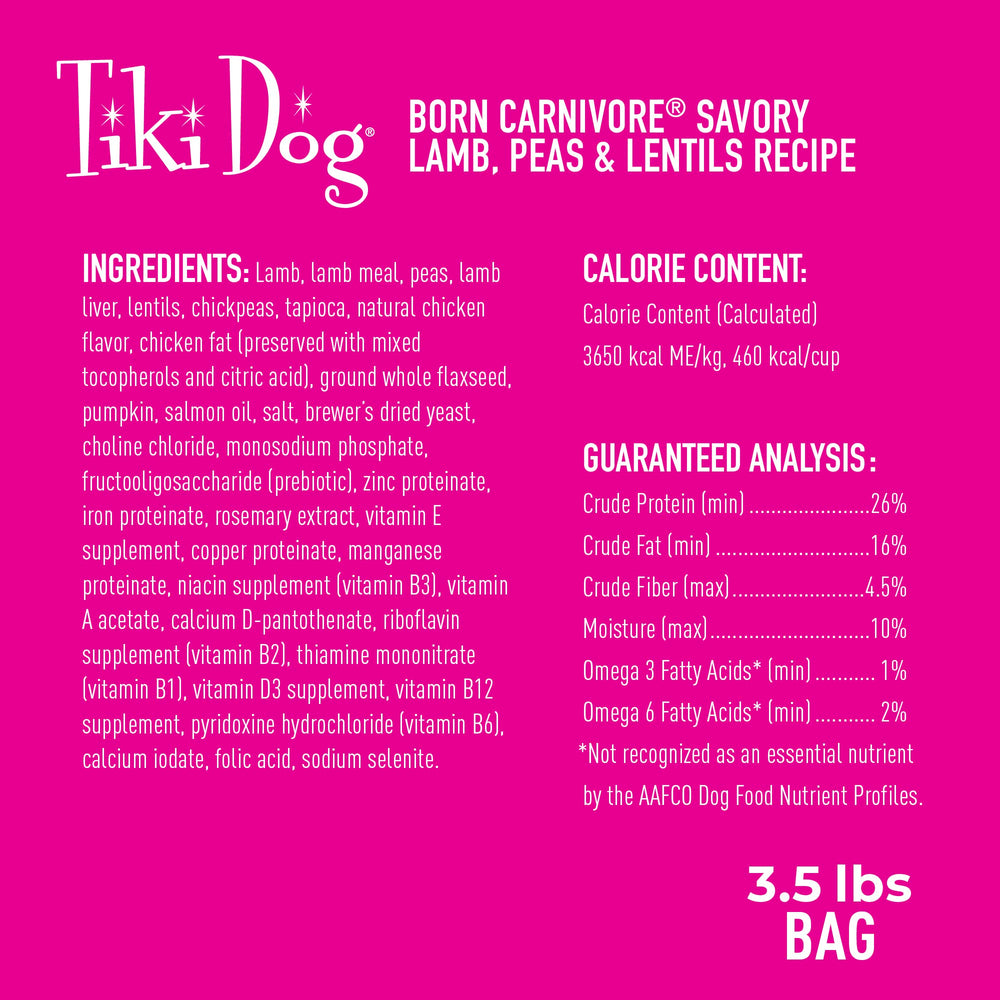 Tiki Dog Born Carnivore libre de granos, croquetas de cordero