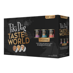 Tiki Dog Taste of The World en lata con sabores mundiales para perros curiosos.