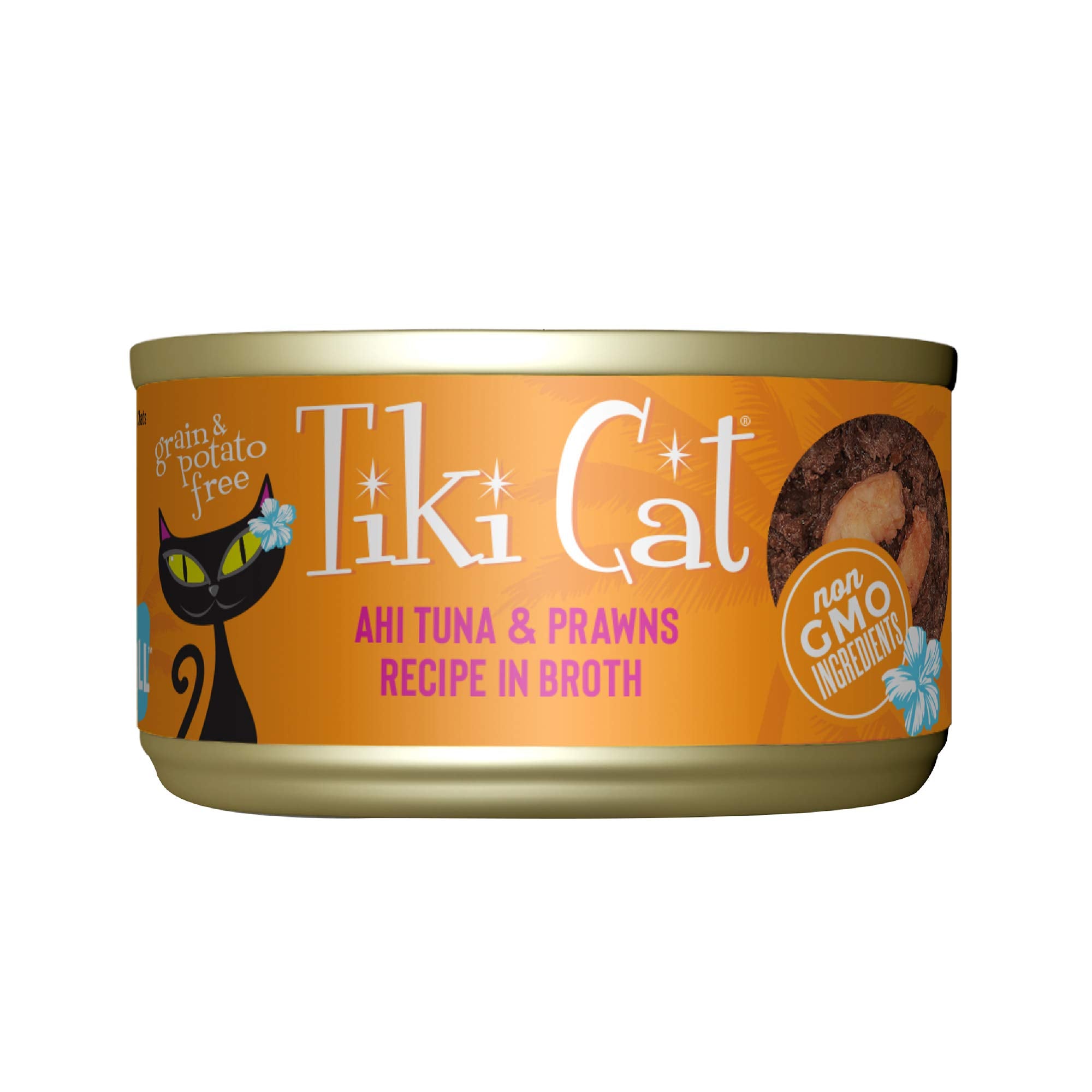 Tiki Cat Grill de TIKI PETS, lata de atún y camarones, sabor marino para gatos.