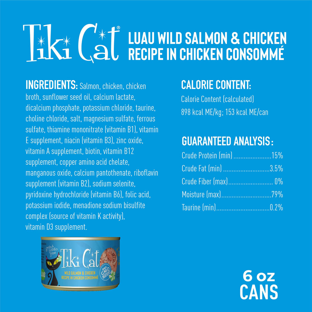 Luau sin granos de Tiki Pets, nutrición balanceada para todas las etapas.